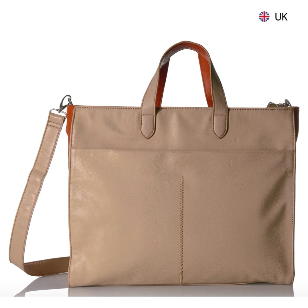 Buxton Business Tote Beige Orange 15.6” Laptop Detachable Shoulder Straps NWT